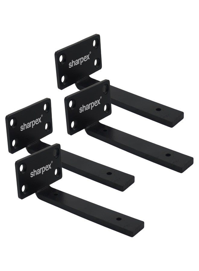 Sharpex Heavy Duty Shelf Bracket for Wall Shelves Angle Brackets with Screws | Decorative Corner Shelf Supporter Wall Rack-Powder Coated Angle Wall Metal Only Brackets Black (Pack of 4) - Image 2